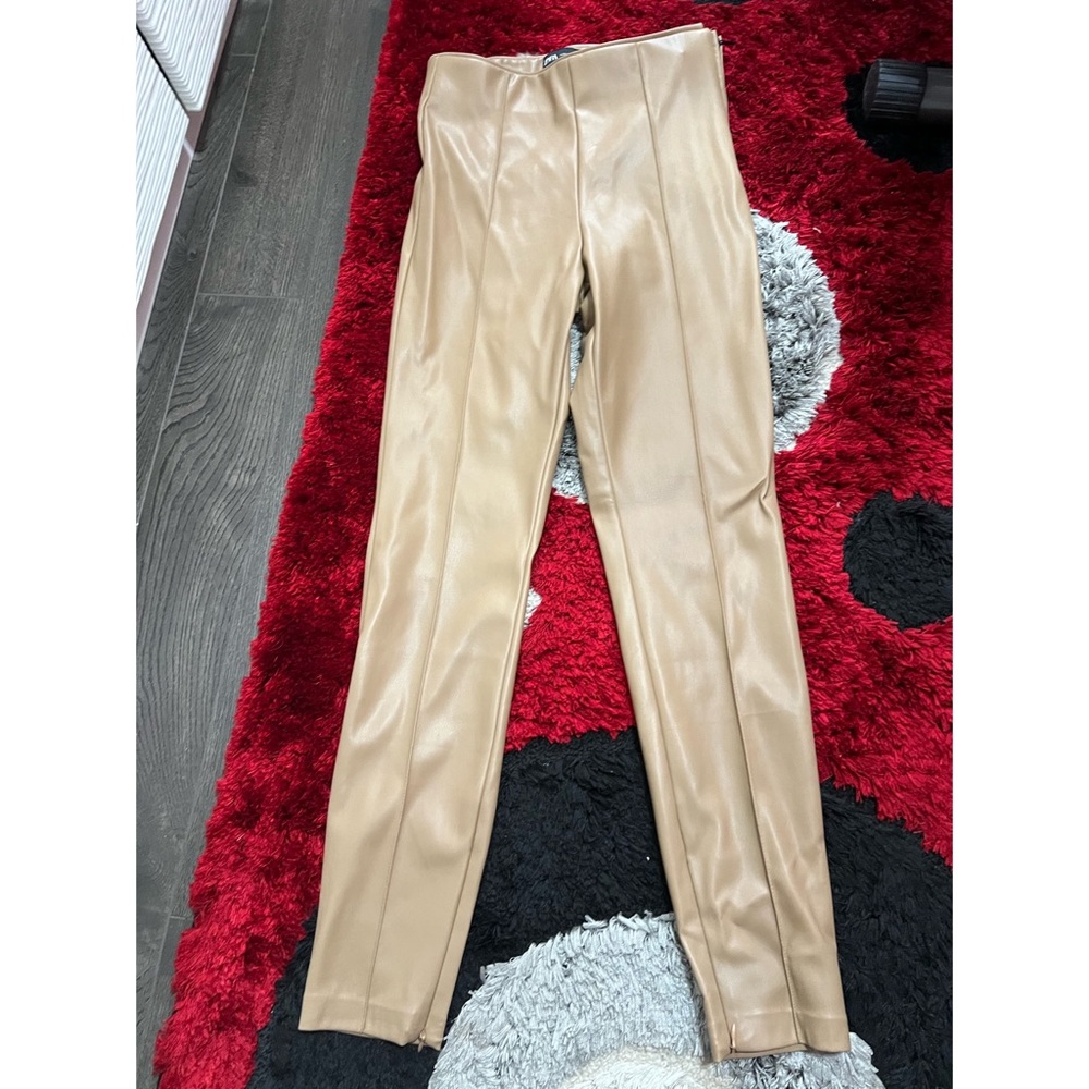 Zara beige faux leather leggings